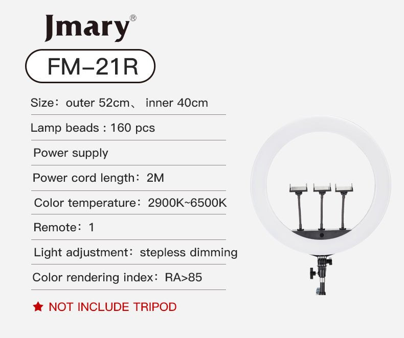 Jmary FM - 21R 21 Inch Bi - Color LED Ring Light with Remote - Saif Al Najmi KwLED LightJmarySaif Al Najmi KwJmary FM - 21R 21 Inch Bi - Color LED Ring Light with Remote