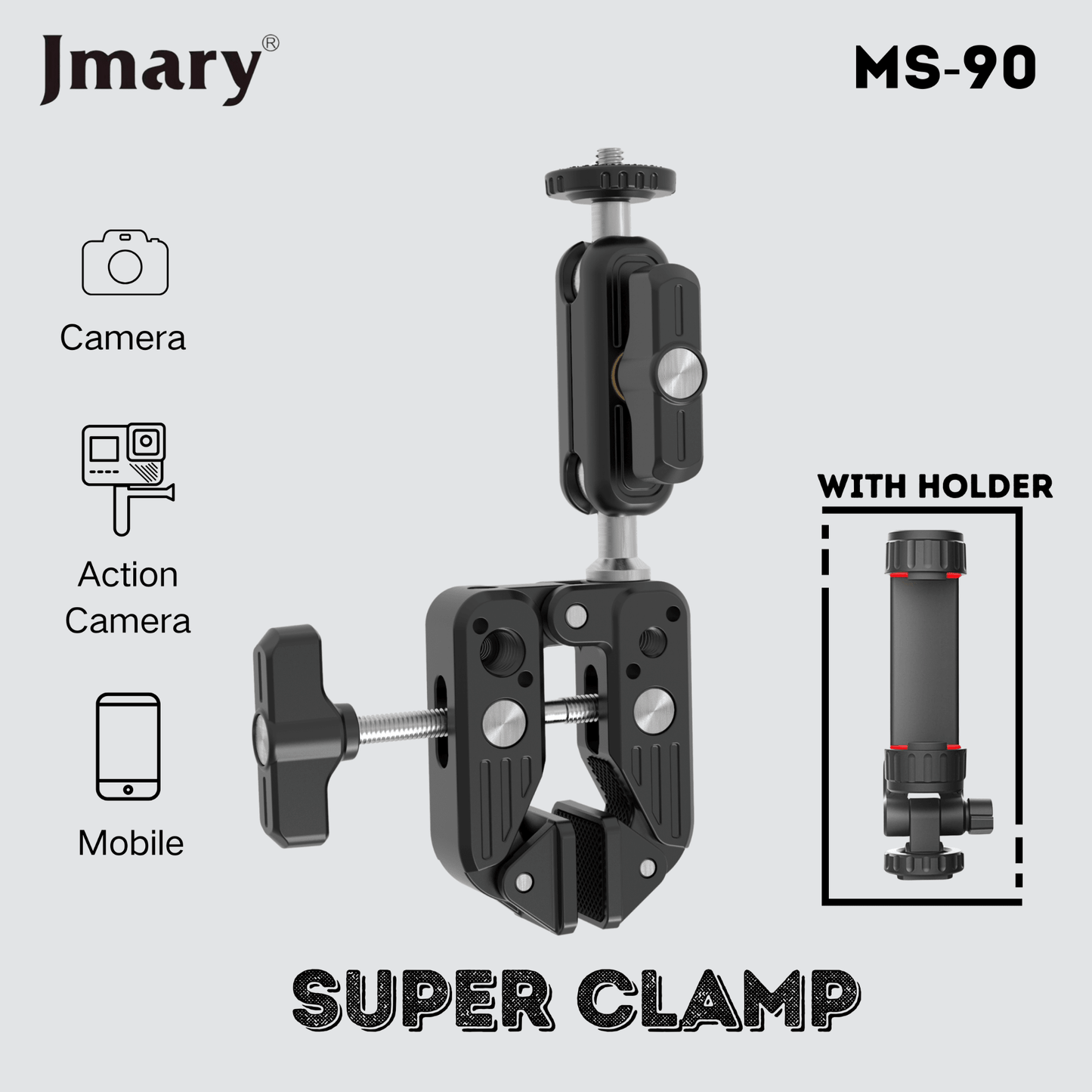 Jmary MS - 90 Aluminum Super Clamp Camera & Phone Mount - Saif Al Najmi KwTripodsJmarySaif Al Najmi KwJmary MS - 90 Aluminum Super Clamp Camera & Phone Mount