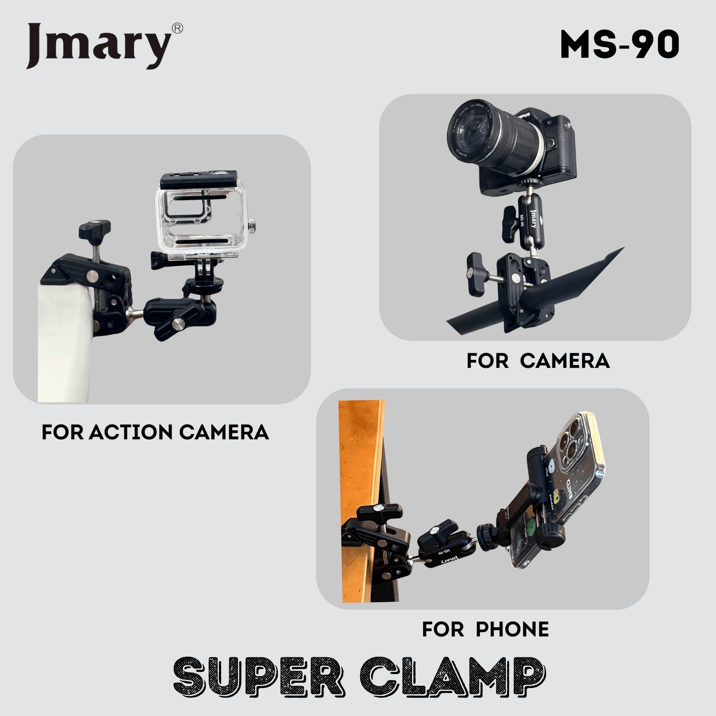 Jmary MS - 90 Aluminum Super Clamp Camera & Phone Mount - Saif Al Najmi KwTripodsJmarySaif Al Najmi KwJmary MS - 90 Aluminum Super Clamp Camera & Phone Mount