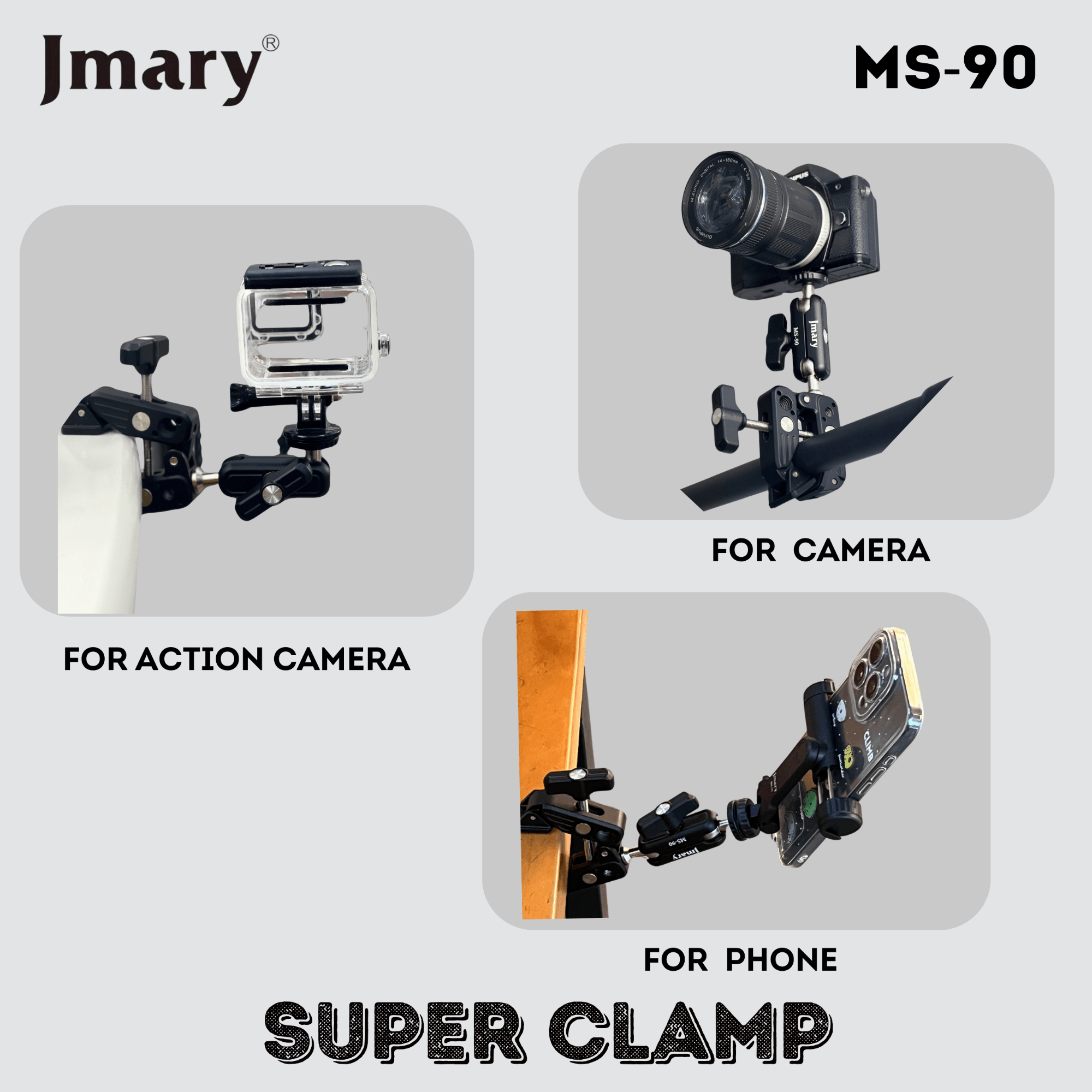 Jmary MS - 90 Aluminum Super Clamp Camera & Phone Mount - Saif Al Najmi KwTripodsJmarySaif Al Najmi KwJmary MS - 90 Aluminum Super Clamp Camera & Phone Mount