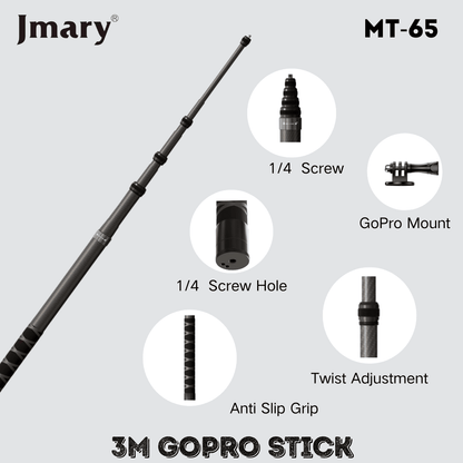 Jmary MT - 65 3M Carbon Fiber Selfie Stick for Action Cameras - Saif Al Najmi Kwselfie stickJmarySaif Al Najmi KwJmary MT - 65 3M Carbon Fiber Selfie Stick for Action Cameras