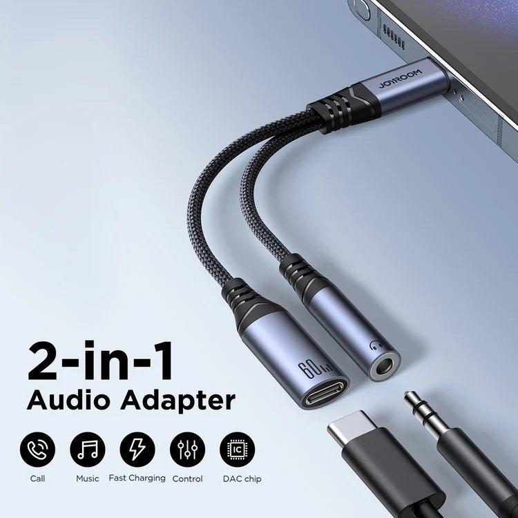 Joyroom 2 - in - 1 Audio Adapter USB - C to 3.5mm + USB - C - Saif Al Najmi KwOTG / ConnectorsJOYROOMSaif Al Najmi KwSY-C02132466Joyroom 2 - in - 1 Audio Adapter USB - C to 3.5mm + USB - C - Saif Al Najmi Kw