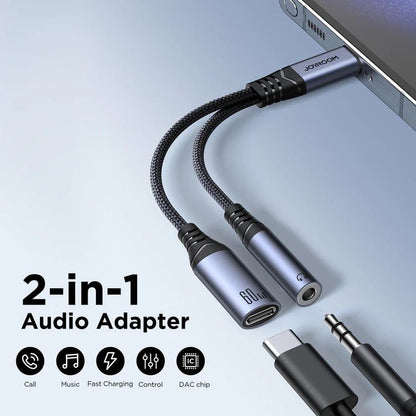 Joyroom 2 - in - 1 Audio Adapter USB - C to 3.5mm + USB - C - Saif Al Najmi KwOTG / ConnectorsJOYROOMSaif Al Najmi KwSY-C02132466Joyroom 2 - in - 1 Audio Adapter USB - C to 3.5mm + USB - C - Saif Al Najmi Kw