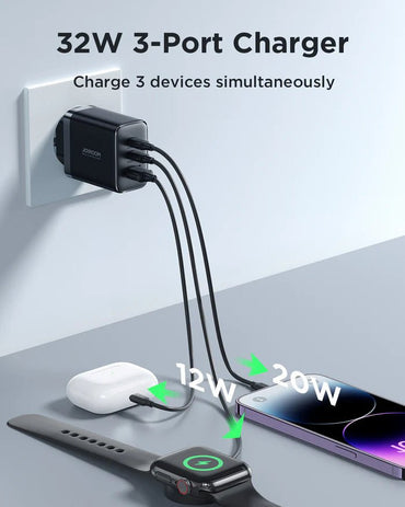 Joyroom 32W Mini Fast Charger – 2PD + QC Dual Ports (JR - TCF10) - Saif Al Najmi KwChargersJOYROOMSaif Al Najmi KwJR-TCF10UK132460JR - TCF10 Mini Fast Charger - 32W, Dual PD & QC Ports for Quick Charging