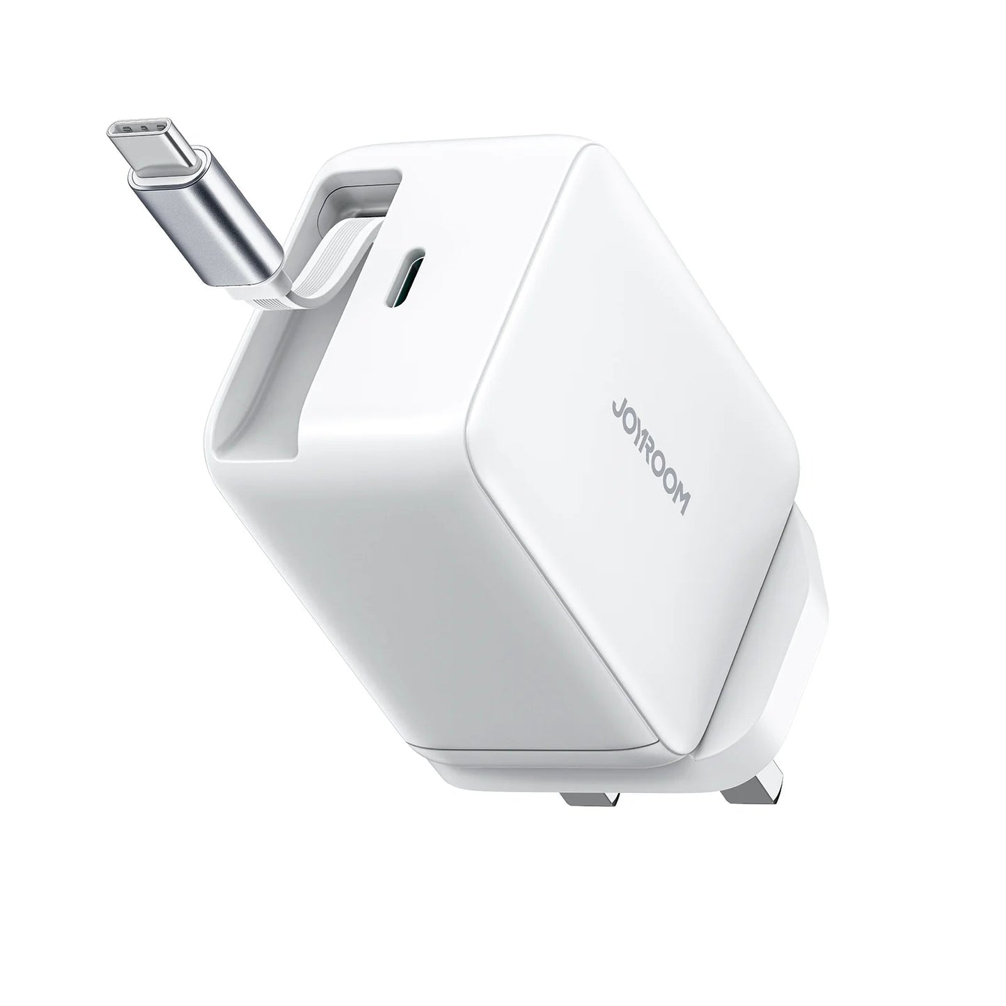 Joyroom 67W GaN Fast Charger with Retractable Cable – UK Plug, White (JR - TCL06) - Saif Al Najmi KwChargersJOYROOMSaif Al Najmi KwJoyroom 67W GaN Fast Charger with Retractable Cable – UK Plug, White (JR - TCL06)