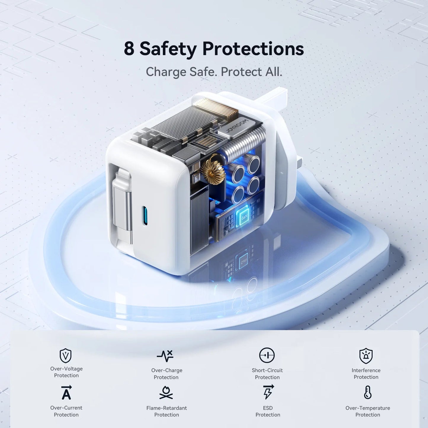 Joyroom 67W GaN Fast Charger with Retractable Cable – UK Plug, White (JR - TCL06) - Saif Al Najmi KwChargersJOYROOMSaif Al Najmi KwJoyroom 67W GaN Fast Charger with Retractable Cable – UK Plug, White (JR - TCL06)