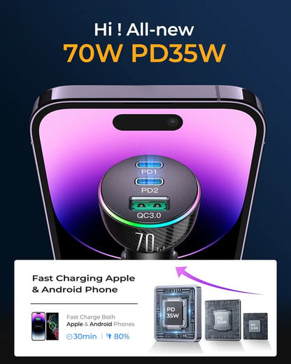 Joyroom 70W Car Charger – 2PD + 1USB, Triple Port, Black (JR - CL26) - Saif Al Najmi KwCar ChargersJOYROOMSaif Al Najmi KwJR-CL26131533Joyroom 70W Car Charger 2PD+1USB Car Charger - Black JR - CL26 - Saif Al Najmi Kw