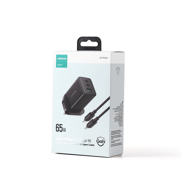 Joyroom GaN Ultra 65W 2C1A Fast Charger + 100W C - to - C Cable 1.2m – TCG01 - Saif Al Najmi KwChargersJOYROOMSaif Al Najmi KwJR-TCG01131335GaN Ultra 65W 2C1A Fast Charger+100W C to C Cable 1.2m - TCG01 - Saif Al Najmi Kw