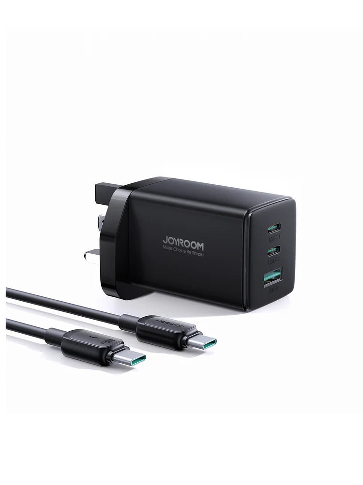 Joyroom GaN Ultra 65W 2C1A Fast Charger + 100W Type - C to Type - C Cable 1.2m – TCG01 - Saif Al Najmi KwChargersJOYROOMSaif Al Najmi KwJR-TCG01131335GaN Ultra 65W 2C1A Fast Charger+100W C to C Cable 1.2m - TCG01 - Saif Al Najmi Kw