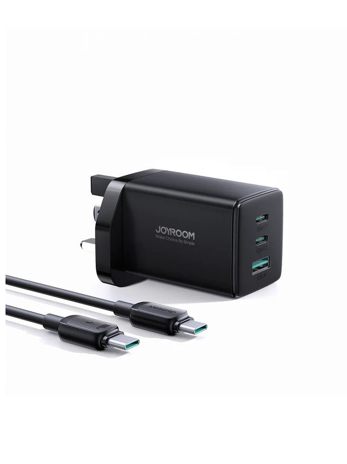Joyroom GaN Ultra 65W 2C1A Fast Charger + 100W Type - C to Type - C Cable 1.2m – TCG01 - Saif Al Najmi KwChargersJOYROOMSaif Al Najmi KwJR-TCG01131335GaN Ultra 65W 2C1A Fast Charger+100W C to C Cable 1.2m - TCG01 - Saif Al Najmi Kw