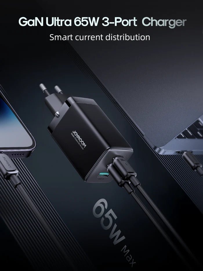 Joyroom GaN Ultra 65W 2C1A Fast Charger + 100W Type - C to Type - C Cable 1.2m – TCG01 - Saif Al Najmi KwChargersJOYROOMSaif Al Najmi KwJR-TCG01131335GaN Ultra 65W 2C1A Fast Charger+100W C to C Cable 1.2m - TCG01 - Saif Al Najmi Kw