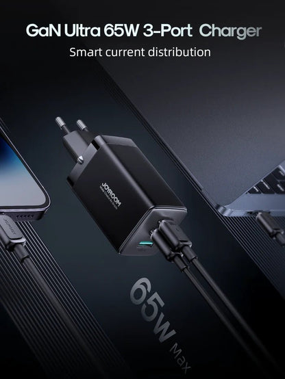 Joyroom GaN Ultra 65W 2C1A Fast Charger + 100W Type - C to Type - C Cable 1.2m – TCG01 - Saif Al Najmi KwChargersJOYROOMSaif Al Najmi KwJR-TCG01131335GaN Ultra 65W 2C1A Fast Charger+100W C to C Cable 1.2m - TCG01 - Saif Al Najmi Kw