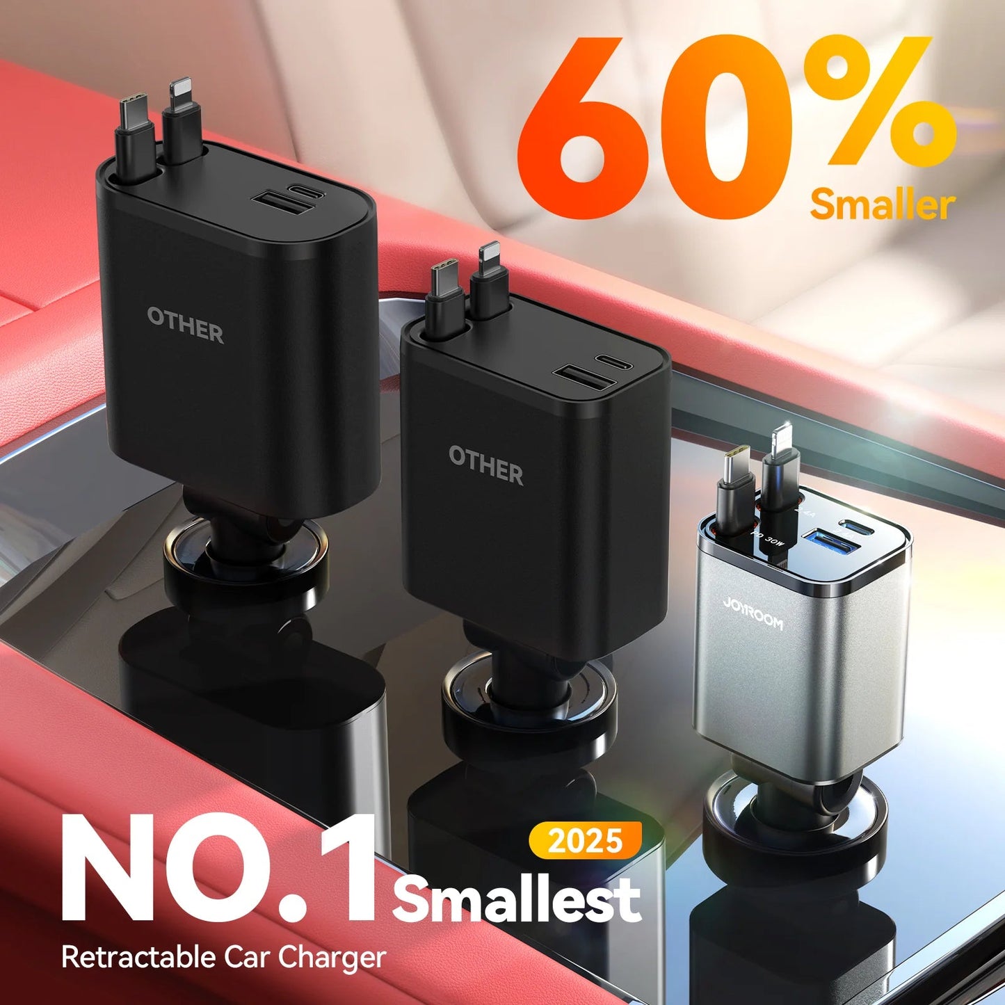 Joyroom JR - CCL05 30W 4 - in - 1 Retractable Cable Car Charger – Black - Saif Al Najmi KwCar ChargersJOYROOMSaif Al Najmi KwJoyroom JR - CCL05 30W 4 - in - 1 Retractable Cable Car Charger – Black