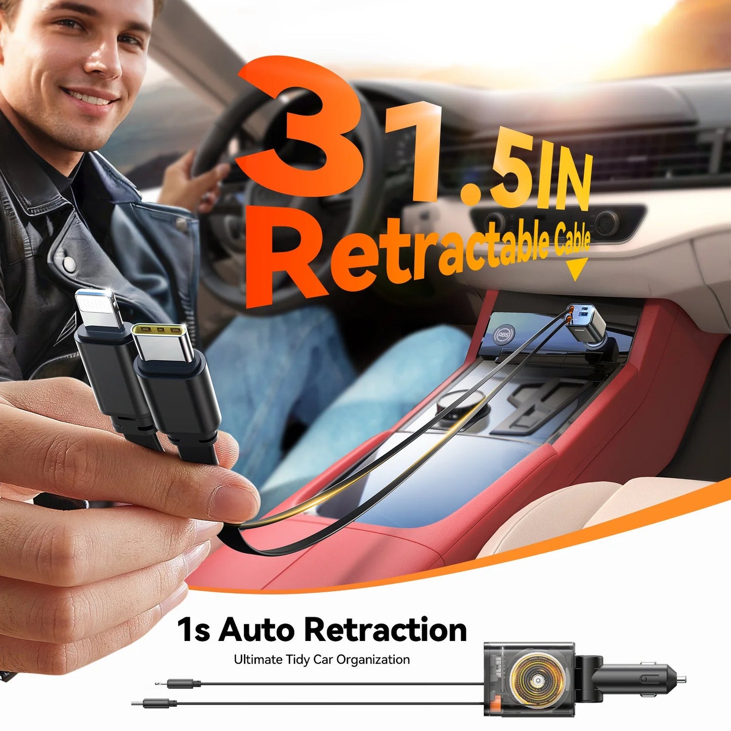 Joyroom JR - CCL05 30W 4 - in - 1 Retractable Cable Car Charger – Black - Saif Al Najmi KwCar ChargersJOYROOMSaif Al Najmi KwJoyroom JR - CCL05 30W 4 - in - 1 Retractable Cable Car Charger – Black