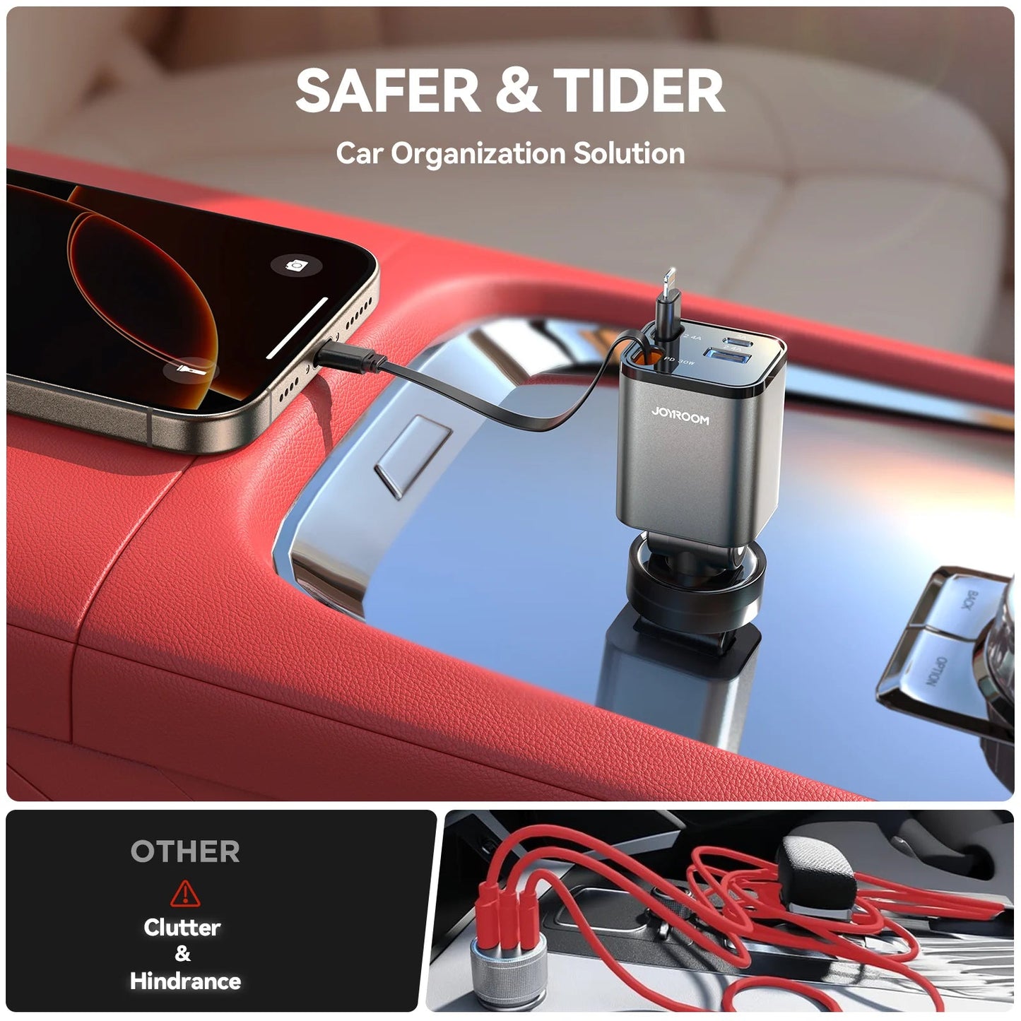 Joyroom JR - CCL05 30W 4 - in - 1 Retractable Cable Car Charger – Black - Saif Al Najmi KwCar ChargersJOYROOMSaif Al Najmi KwJoyroom JR - CCL05 30W 4 - in - 1 Retractable Cable Car Charger – Black