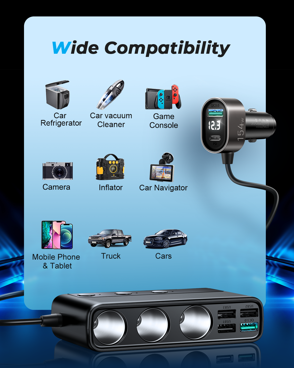 Multi Port Joyroom JR-CL06 Car Cigarette Lighter Adapter