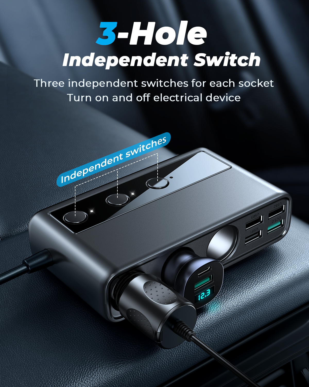 Multi Port Joyroom JR-CL06 Car Cigarette Lighter Adapter