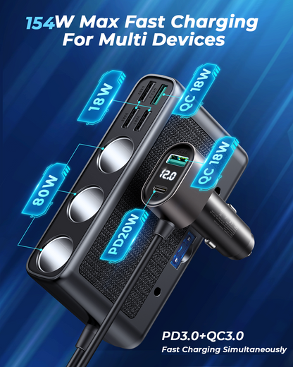 Multi Port Joyroom JR-CL06 Car Cigarette Lighter Adapter