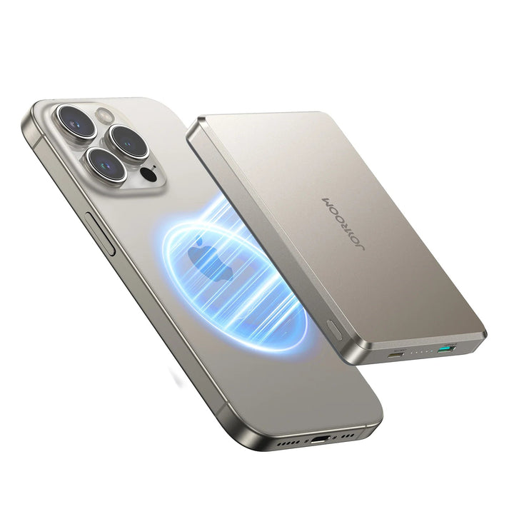 Joyroom JR - PBM08 Pro 10000mAh Magnetic Wireless Power Bank – 20W Fast Charging - Natural Titanium - Saif Al Najmi KwWireless Power BanksJOYROOMSaif Al Najmi KwJoyroom JR - PBM08 Pro 10000mAh Magnetic Wireless Power Bank – 20W Fast Charging - Natural Titanium