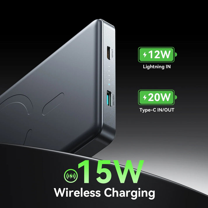 Joyroom JR - PBM08 Pro 10000mAh Ultra - Slim Magnetic Wireless Power Bank – 20W, Space Grey - Saif Al Najmi KwWireless Power BanksJOYROOMSaif Al Najmi KwJoyroom JR - PBM08 Pro 10000mAh Ultra - Slim Magnetic Wireless Power Bank – 20W, Space Grey