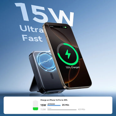 Joyroom JR - PBM11 10000mAh QI2 Magnetic Wireless Power Bank with Holder – 22.5W Fast Charging, Black - Saif Al Najmi KwWireless Power BanksJOYROOMSaif Al Najmi KwJoyroom JR - PBM11 10000mAh QI2 Magnetic Wireless Power Bank with Holder – 22.5W Fast Charging, Black