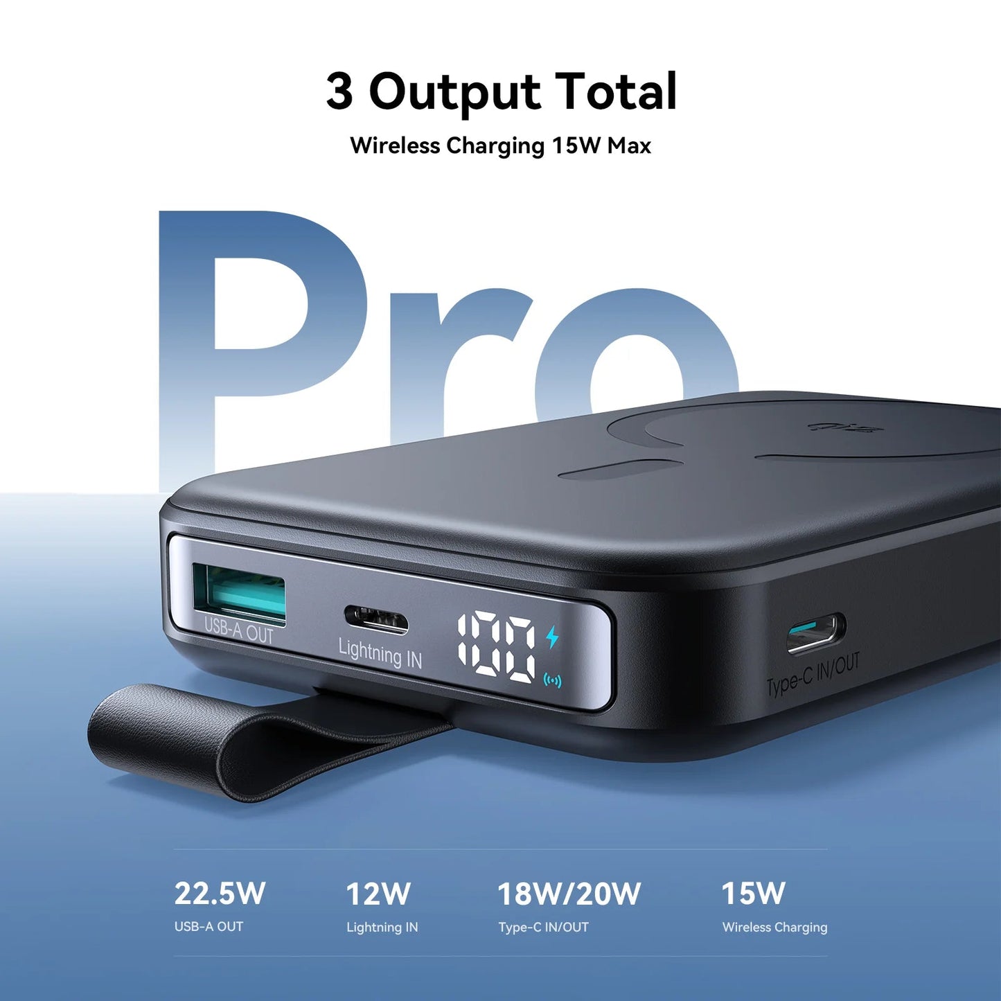 Joyroom JR - PBM11 10000mAh QI2 Magnetic Wireless Power Bank with Holder – 22.5W Fast Charging, Black - Saif Al Najmi KwWireless Power BanksJOYROOMSaif Al Najmi KwJoyroom JR - PBM11 10000mAh QI2 Magnetic Wireless Power Bank with Holder – 22.5W Fast Charging, Black