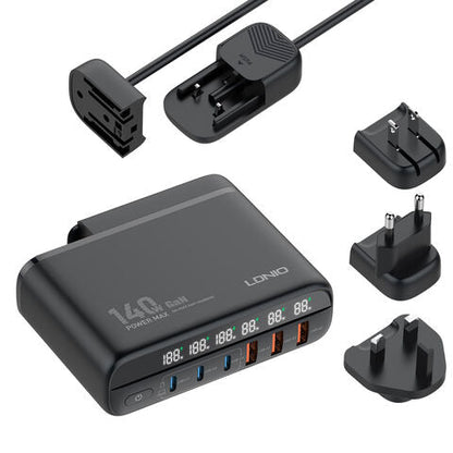 Ldnio 140W GaN Super Fast Desktop Charger A6140C - Multi - Device Charging Hub - Saif Al Najmi KwDesktop ChargersLDNIOSaif Al Najmi KwLDINIO A6140C132127140W GaN Super Fast Desktop Charger A6140C - Saif Al Najmi Kw