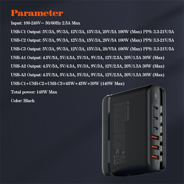 Ldnio 140W GaN Super Fast Desktop Charger A6140C - Multi - Device Charging Hub - Saif Al Najmi KwDesktop ChargersLDNIOSaif Al Najmi KwLDINIO A6140C132127140W GaN Super Fast Desktop Charger A6140C - Saif Al Najmi Kw