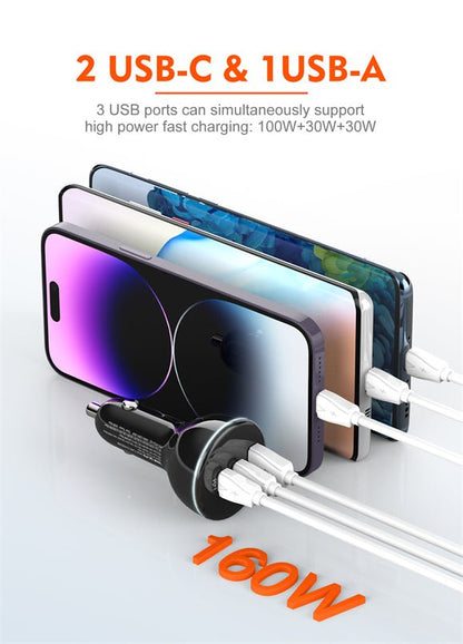 LDNIO 160W 3 USB Super Fast Car charger C102 - Saif Al Najmi KwCar ChargersLDNIOSaif Al Najmi KwC106LDNIO 160W 3 USB Super Fast Car charger C102 - Saif Al Najmi Kw