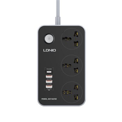 LDNIO SC3412 2500W Defender Series Power Strip – 20W USB - C PD + 3×QC3.0 (4 USB Ports + 3 AC Sockets) - Saif Al Najmi KwExtension Power SocketLDNIOSaif Al Najmi KwLDNIO SC3412 2500W Defender Series Power Strip – 20W USB - C PD + 3×QC3.0 (4 USB Ports + 3 AC Sockets)