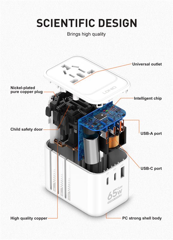 LDNIO Z6 GaN 65W Travel Adapter – 3 USB Port Global Charger - Saif Al Najmi KwAdapterLDNIOSaif Al Najmi KwZ6133314LDNIO 3 USB Ports 65W GaN Travel Adapter Z6 - Saif Al Najmi Kw