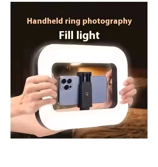 20W Handheld Ring LED Rechargeable Fill Light 2500K–8500K – Portable Phone Photography & Desktop Selfie Light