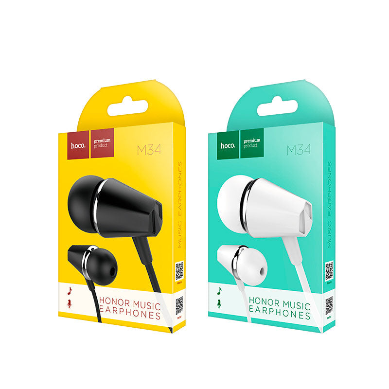 M34 honor music universal earphones with microphone - white - Saif Al Najmi Kw