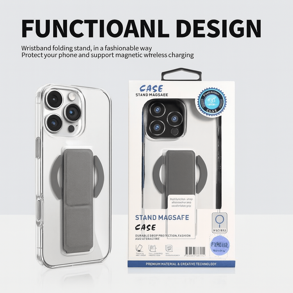 MagSafe Stand Case with Foldable Wristband Grip – Magnetic Wireless Charging Compatible - Saif Al Najmi KwPhone CaseSaif Al Najmi KwSaif Al Najmi KwBlackIPHONE 17 Pro MaxMagSafe Stand Case with Foldable Wristband Grip – Magnetic Wireless Charging Compatible