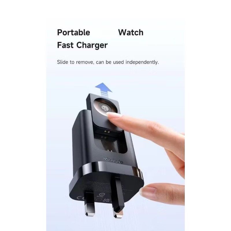 Mcdodo CH-398 30W 2-in-1 UK Travel Charger 3Pin USB A + USB C + Watch Charger - Saif Al Najmi Kw