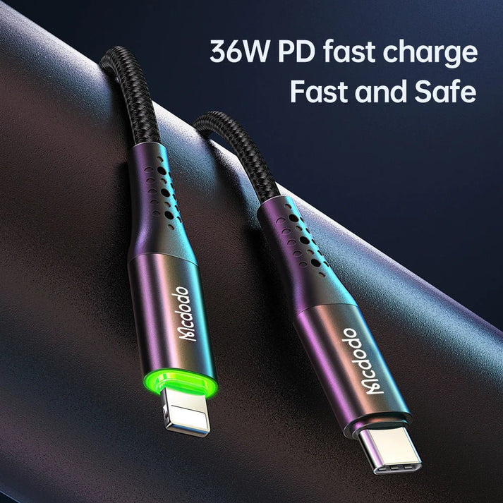 Mcdodo CA - 7360 36W Lightning to Type - C PD 1.2m Cable with Auto Power - Off - Saif Al Najmi KwData CablesMcdodoSaif Al Najmi KwMcdodo CA - 7360 36W Lightning to Type - C PD 1.2m Cable with Auto Power - Off - Saif Al Najmi Kw