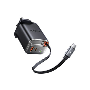 Mcdodo CH - 409 67W FreeGo GaN UK Travel Charger 3Pin USB A + C + Retractable Type C Cable MCD - CH4090 - Saif Al Najmi KwConversion AdapterMcdodoSaif Al Najmi KwMcdodo CH - 409 67W FreeGo GaN UK Travel Charger 3Pin USB A + C + Retractable Type C Cable MCD - CH4090 - Saif Al Najmi Kw