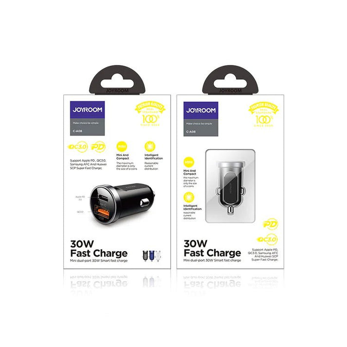 Mini dual - port 30W smart car charger PD+QC3.0 C - A08 - White - Saif Al Najmi KwCar ChargersJOYROOMSaif Al Najmi KwC-A08 WHITE130558Mini dual - port 30W smart car charger PD+QC3.0 C - A08 - White - Saif Al Najmi Kw