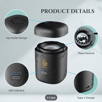 Mini Electronic Bukhoor Incense Holder – USB Rechargeable - Saif Al Najmi KwbukhurSaif Al Najmi KwSaif Al Najmi KwMini Electronic Bukhoor Incense Holder – USB Rechargeable