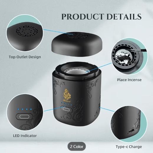Mini Electronic Bukhoor Incense Holder – USB Rechargeable - Saif Al Najmi KwbukhurSaif Al Najmi KwSaif Al Najmi KwMini Electronic Bukhoor Incense Holder – USB Rechargeable