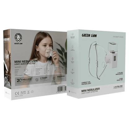 Mini Nebulizer Portable Mesh Inhaler USB Rechargeable Green Lion - White - Saif Al Najmi KwNebulizerGreen LionSaif Al Najmi KwMini Nebulizer Portable Mesh Inhaler USB Rechargeable Green Lion - White