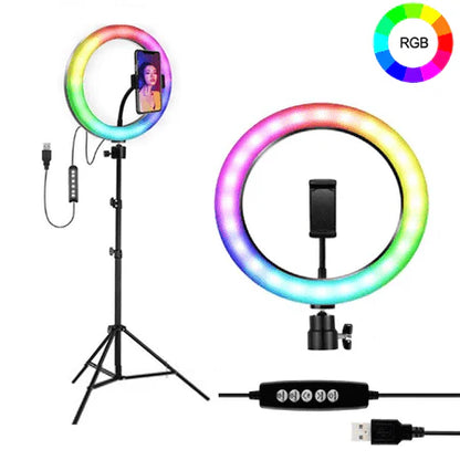 MJ-26 RGB LED Soft Ring Light with Stand - Selfie Light for Perfect Photos & Videos - Saif Al Najmi Kw