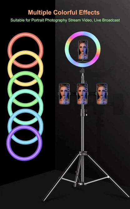 MJ-33 RGB LED Soft Ring Light with Stand - Selfie Light for YouTube, Photography, Makeup & Live Streaming - Saif Al Najmi Kw