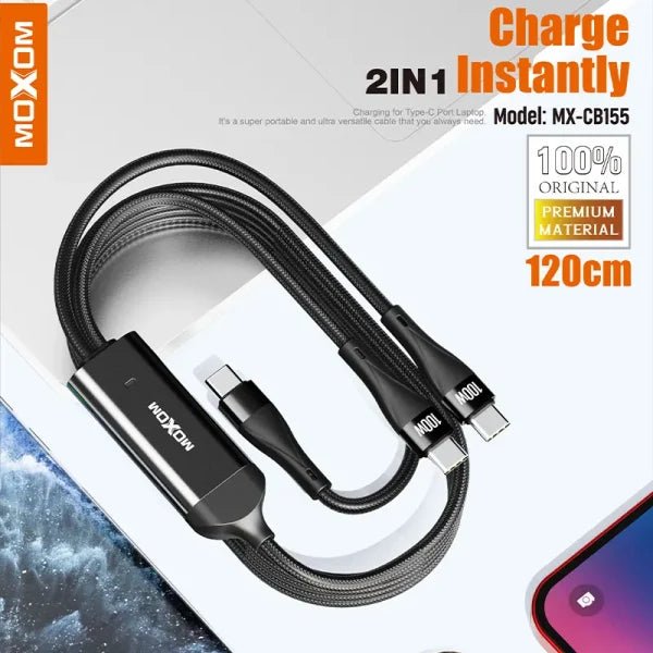 MOXOM 2 - in - 1 USB - C 100W PD Charging Data Cable with LED Display - Fast Charging for USB C Laptops - Saif Al Najmi KwData CablesMOXOMSaif Al Najmi KwMX-CB155131559MOXOM 2023 Hot Selling 2 in1 usb - c 100w Pd Charging Data Cable LED Display Type C Charging for USB C Laptop - Saif Al Najmi Kw