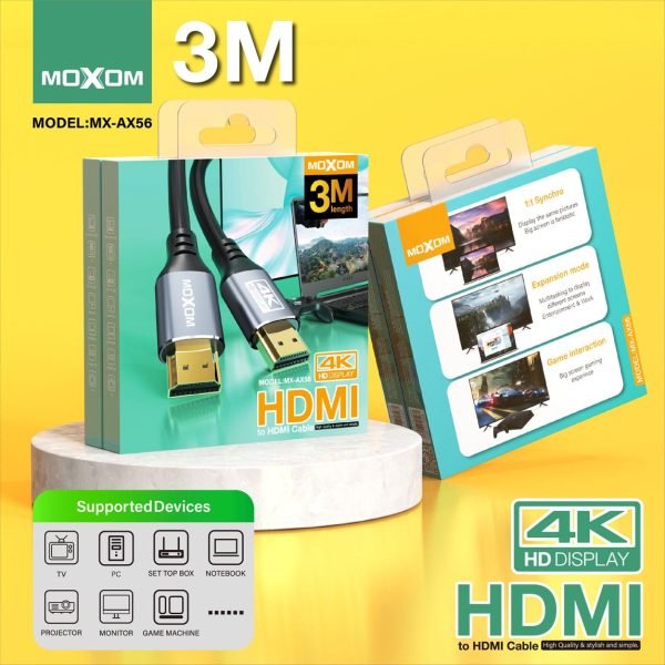 MOXOM MX - AX56 4K Ultra HD HDMI High Definition Connection Cable - Saif Al Najmi KwData CablesMOXOMSaif Al Najmi KwMX-AX56131946MOXOM MX - AX56 4K Ultra HD HDMI High Definition Connection Cable - Saif Al Najmi Kw
