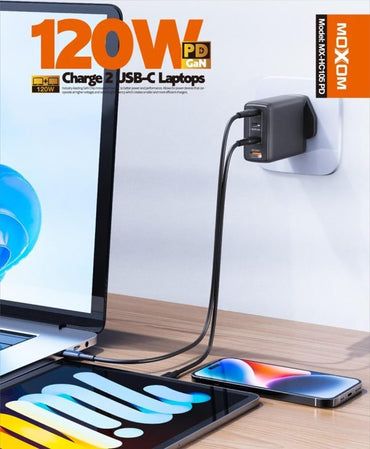 Moxom MX - HC105 PD 120W Charge 2 Usb - c Laptops PD GaN 4Ports Fast Charger Support Laptop Tablet Phone Uk Plug - Saif Al Najmi KwChargersMOXOMSaif Al Najmi KwMX-HC105P131566Moxom MX - HC105 PD 120W Charge 2 Usb - c Laptops PD GaN 4Ports Fast Charger Support Laptop Tablet Phone Uk Plug - Saif Al Najmi Kw