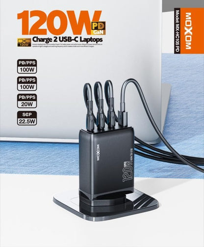 Moxom MX - HC105 PD 120W Charge 2 Usb - c Laptops PD GaN 4Ports Fast Charger Support Laptop Tablet Phone Uk Plug - Saif Al Najmi KwChargersMOXOMSaif Al Najmi KwMX-HC105P131566Moxom MX - HC105 PD 120W Charge 2 Usb - c Laptops PD GaN 4Ports Fast Charger Support Laptop Tablet Phone Uk Plug - Saif Al Najmi Kw
