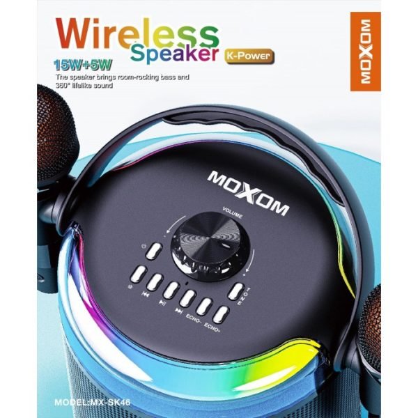 Moxom MX - SK46 15W+5W LED K - Power Wireless Speaker - Saif Al Najmi KwWireless SpeakersMOXOMSaif Al Najmi KwMX-SK46131568Moxom MX - SK46 15W+5W LED K - Power Wireless Speaker - Saif Al Najmi Kw