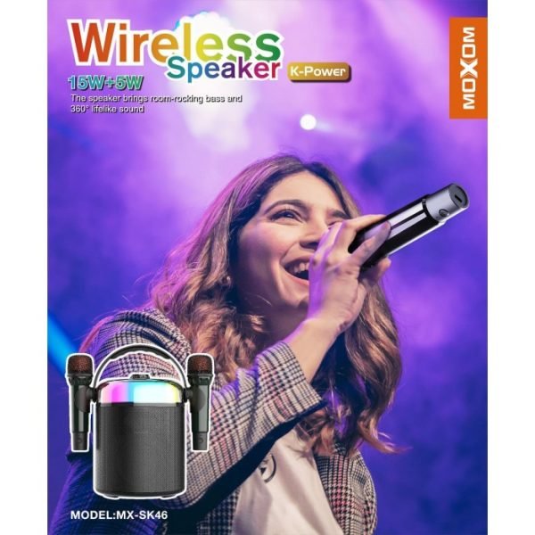 Moxom MX - SK46 15W+5W LED K - Power Wireless Speaker - Saif Al Najmi KwWireless SpeakersMOXOMSaif Al Najmi KwMX-SK46131568Moxom MX - SK46 15W+5W LED K - Power Wireless Speaker - Saif Al Najmi Kw