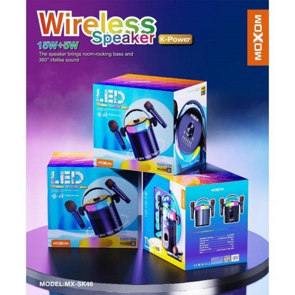 Moxom MX - SK46 15W+5W LED K - Power Wireless Speaker - Saif Al Najmi KwWireless SpeakersMOXOMSaif Al Najmi KwMX-SK46131568Moxom MX - SK46 15W+5W LED K - Power Wireless Speaker - Saif Al Najmi Kw